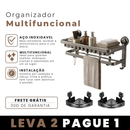 [Leve 2 Pague 1] Organizador de Banheiro Multifuncional de Aço Inoxidável com Instalação por Vedação a Vácuo + BRINDE: 2 Suportes de Banheiro.